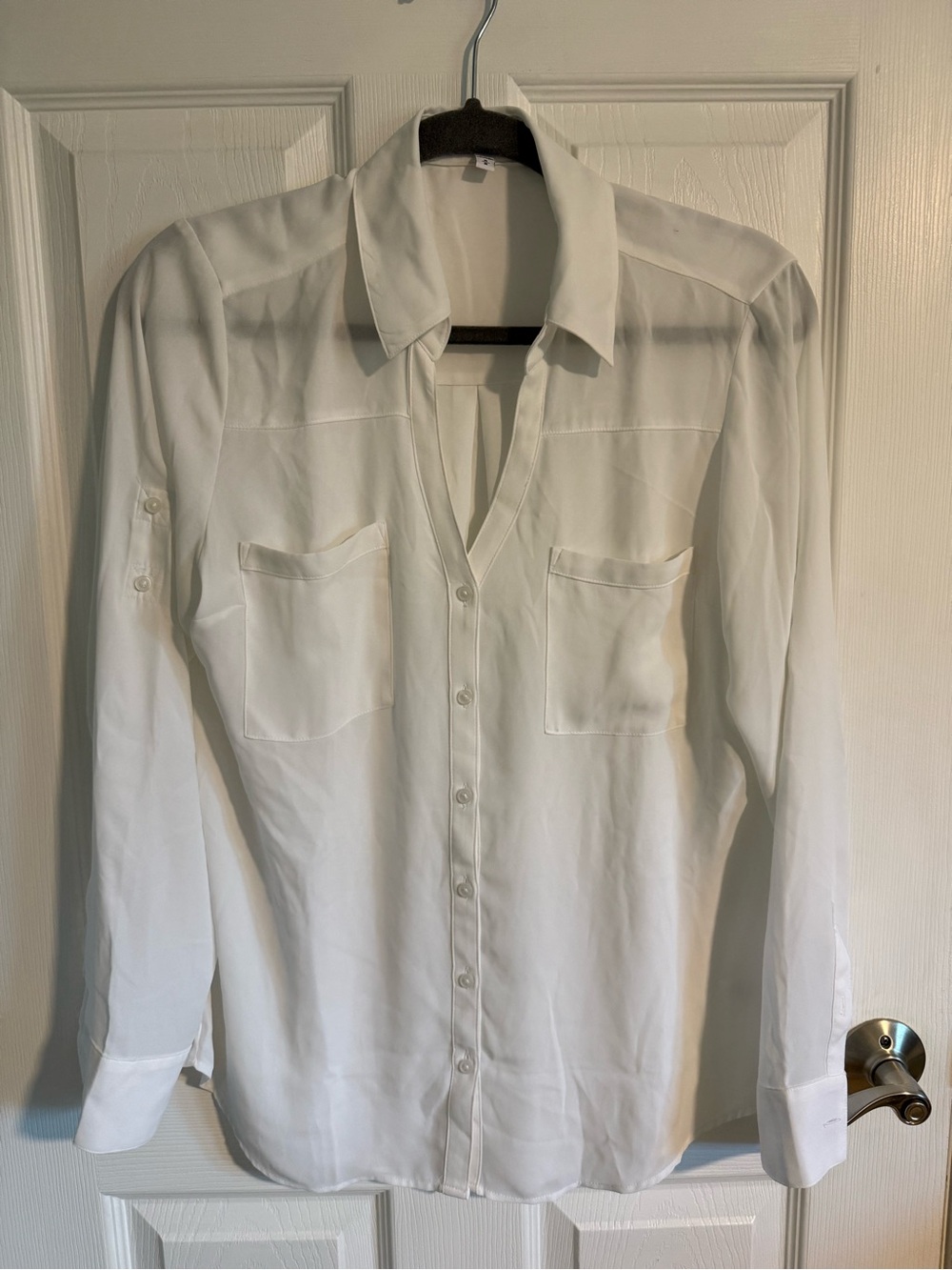Express Portofino White Long-Sleeve Button Down Shirt - Medium